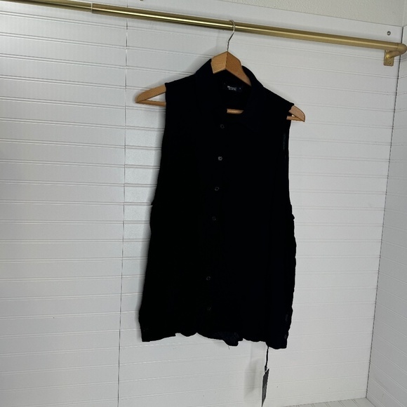 NEW Michael Lauren Black Long Sleeve Cold Shoulder Shirt Small - Picture 1 of 9